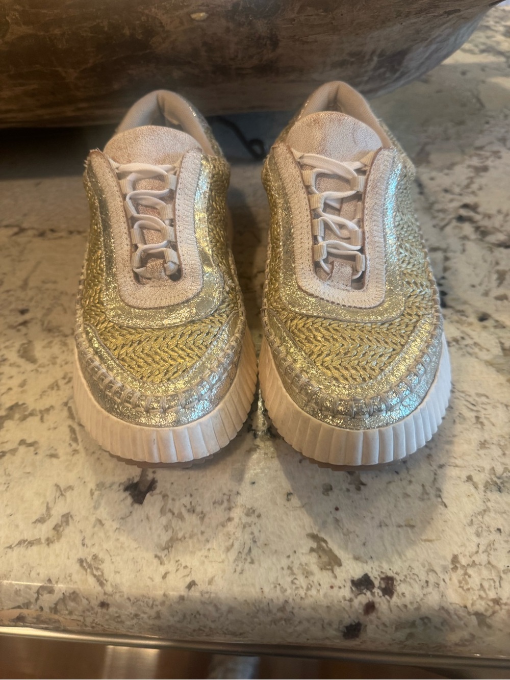 Dolce Vita Gold Metallic Braided Detail Sneakers